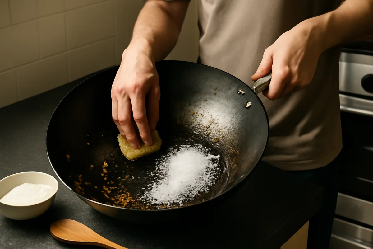Pulire il wok dopo la cottura asiatica Serve davvero il sale? La soluzione efficace