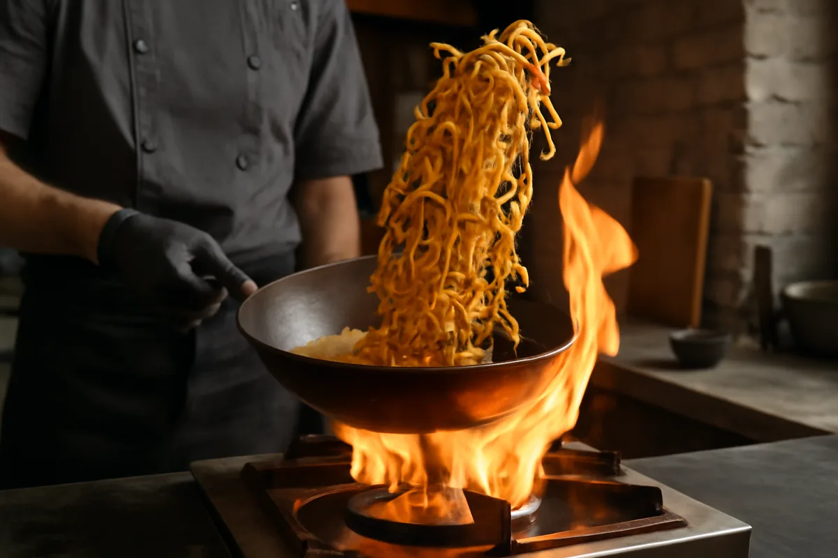 Noodles saltati nel wok: il segreto della fiamma alta per un gusto autentico